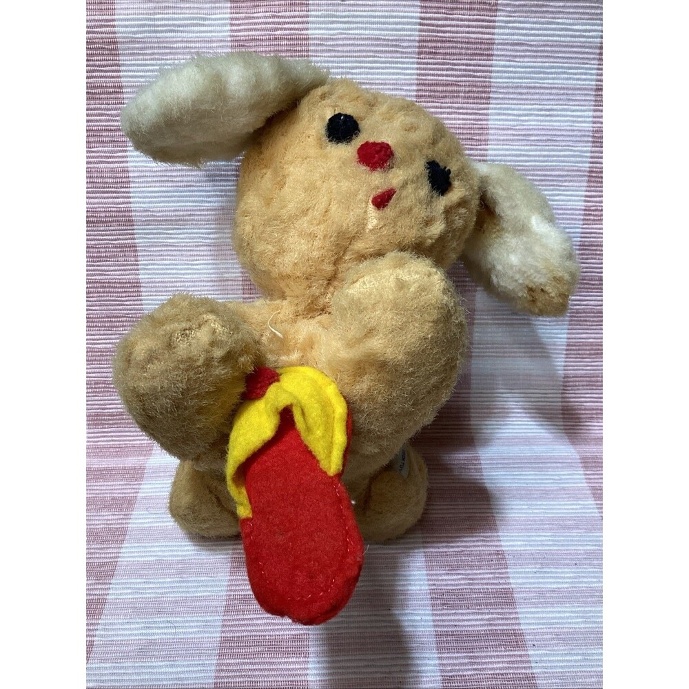 Eden Toys Vintage Musical Puppy Dog Pull String Slipper 1950s Plush Stuffed Toy